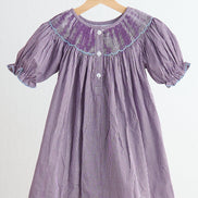 Purple castle hand smocked gingham dress