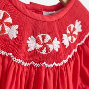 Red candy hand smocked dress