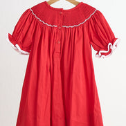 Red candy hand smocked dress