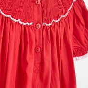 Red candy hand smocked girl romper