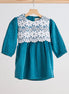 Teal velvet lace girl dress
