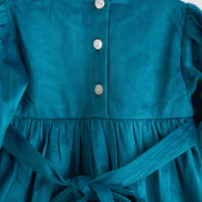 Teal velvet lace girl dress