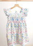 Floral easter bunny hand-smocked dress