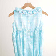 Blue easter bunny egg french knot girl gingham seersucker bubble