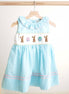 Blue easter bunny egg french knot girl gingham seersucker dress