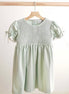 Sage hand-smocked lace girl dress