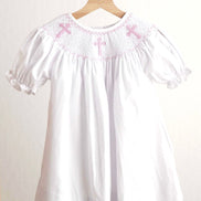 Pink easter cross hand-smocked girl dress