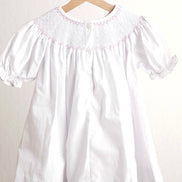 Pink easter cross hand-smocked girl dress