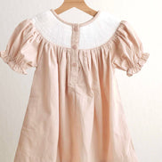 Khaki he is risen hand-smocked girl dress