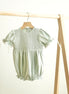 Sage hand-smocked lace girl bubble