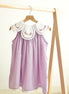 Lavender floral bow embroidery swiss dot girl dress