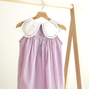 Lavender floral bow embroidery swiss dot girl dress