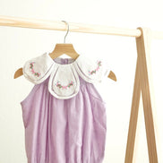 Lavender floral bow embroidery swiss dot girl bubble
