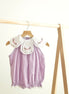 Lavender floral bow embroidery swiss dot girl bubble