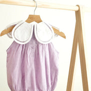 Lavender floral bow embroidery swiss dot girl bubble