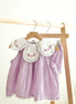 Lavender floral bow embroidery swiss dot girl bloomer set