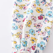 Platinum mint floral print baby girl romper