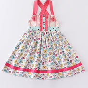 Platinum floral print strap girl dress
