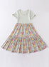Platinum flroal print stripe tiered dress for adult
