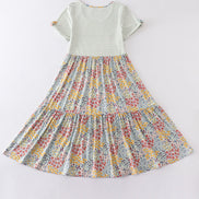 Platinum flroal print stripe tiered dress for adult