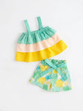 Children's Ruffle Trim Layered Cami Top & Pineapple Print Shorts Set - Little Janey Shop