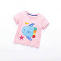 Children's Cartoon Fish Applique Short Sleeve T-Shirt - Little Janey Shop