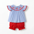 Children's American Flag Smocked Top and Shorts Set - Little Janey Shop