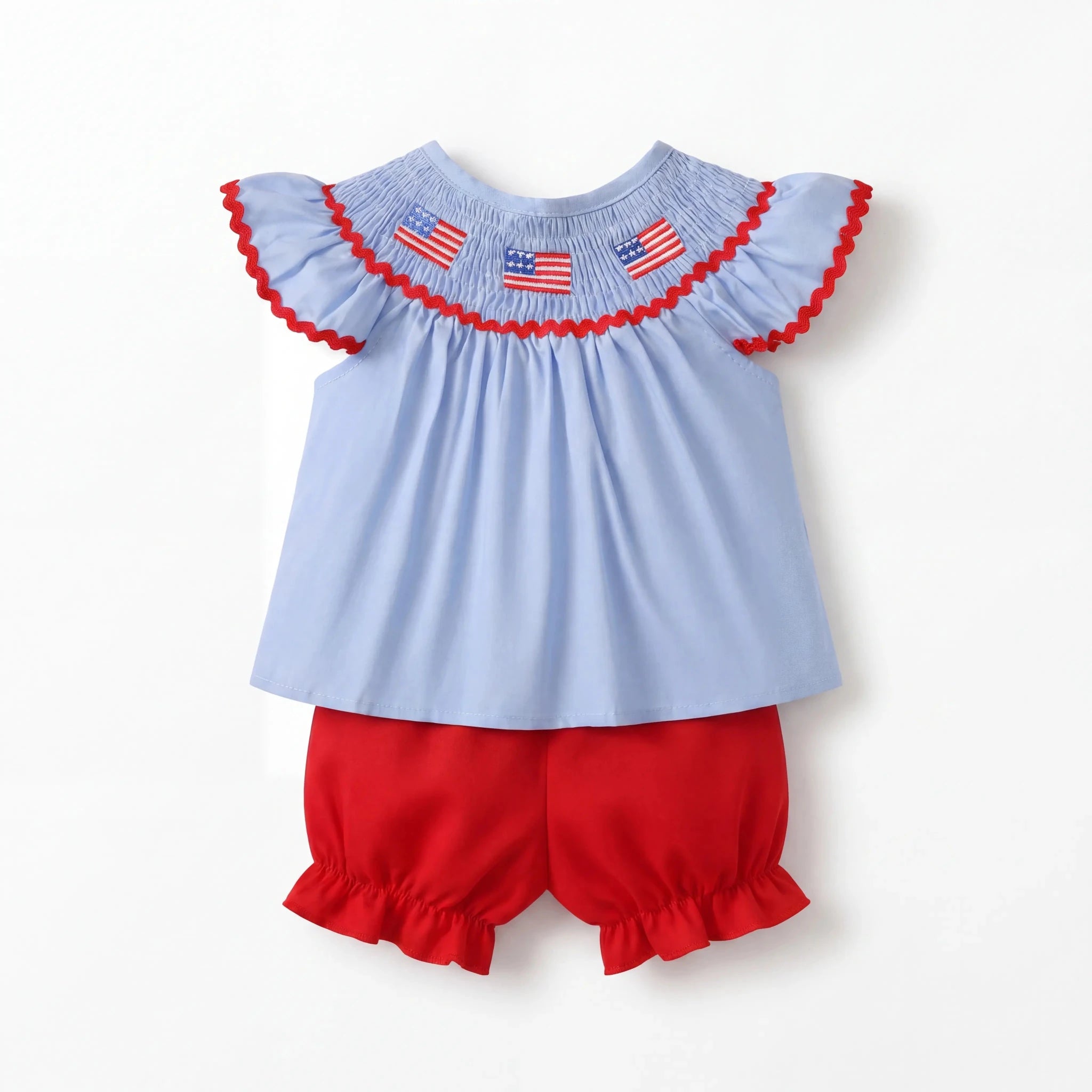 Children's American Flag Smocked Top and Shorts Set - Little Janey Shop