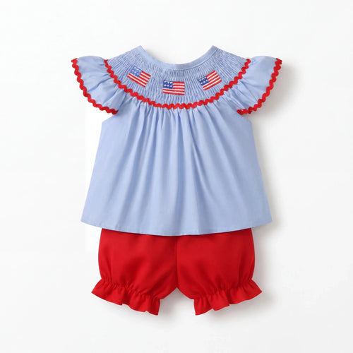 Children's American Flag Smocked Top and Shorts Set - Little Janey Shop