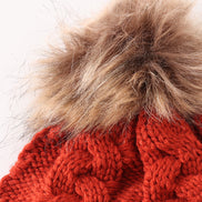 Caramel pompom  cable beanie hat