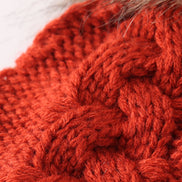 Caramel pompom  cable beanie hat