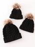 Black pompom cable beanie hat