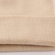 Beige ribbed basic knit beanie hat