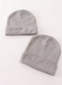 Grey ribbed basic knit beanie hat