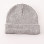 Grey ribbed basic knit beanie hat