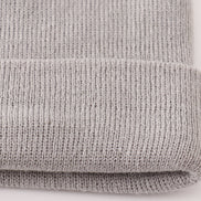 Grey ribbed basic knit beanie hat