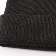 Black ribbed basic knit beanie hat