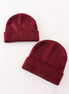 Burgundy ribbed basic knit beanie hat