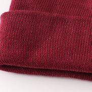 Burgundy ribbed basic knit beanie hat