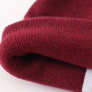 Burgundy ribbed basic knit beanie hat
