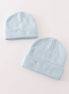 Blue ribbed basic knit beanie hat