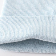 Blue ribbed basic knit beanie hat
