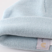 Blue ribbed basic knit beanie hat
