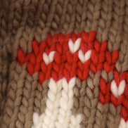 Brown pompom mushroom cable beanie hat