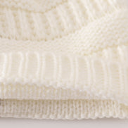 Ivory pompom cable beanie hat