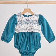 Teal velvet lace girl bubble