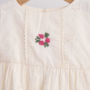 White hand embroidery lace dress