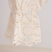 White hand embroidery floral lace jumpsuit