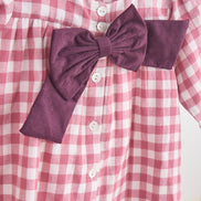 Pink gingham flannel bow dress