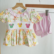 Sweet island character hand smocked bloomer set
